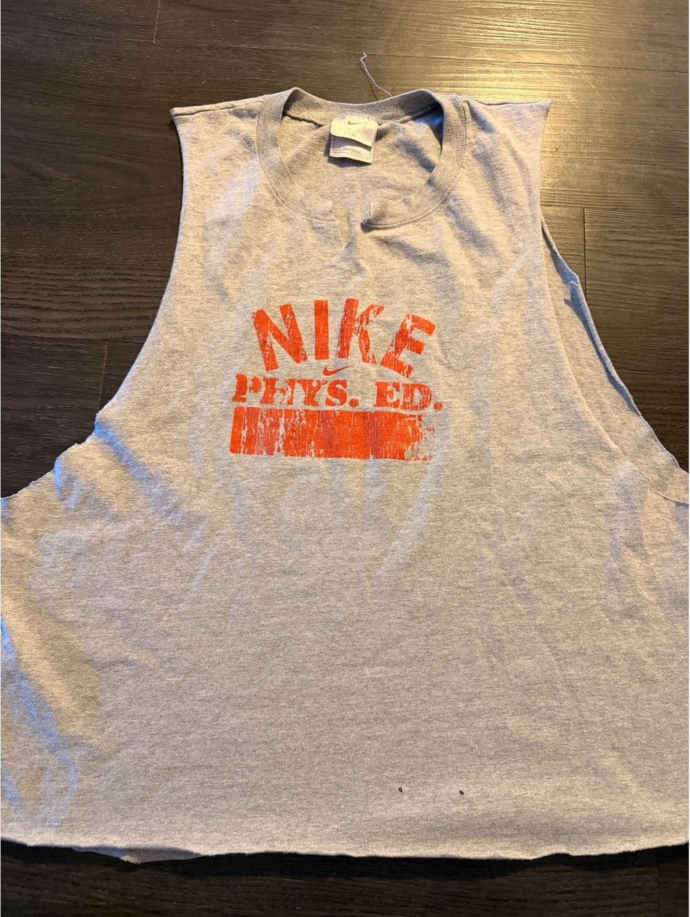 Vtg 90s Nike Made in USA Phys Ed Muscle Tee Cutoff L